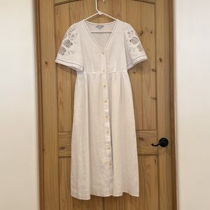 💐☀️ Madewell Embroidered Button Front Midi Dress in Embroidered Linen EUC